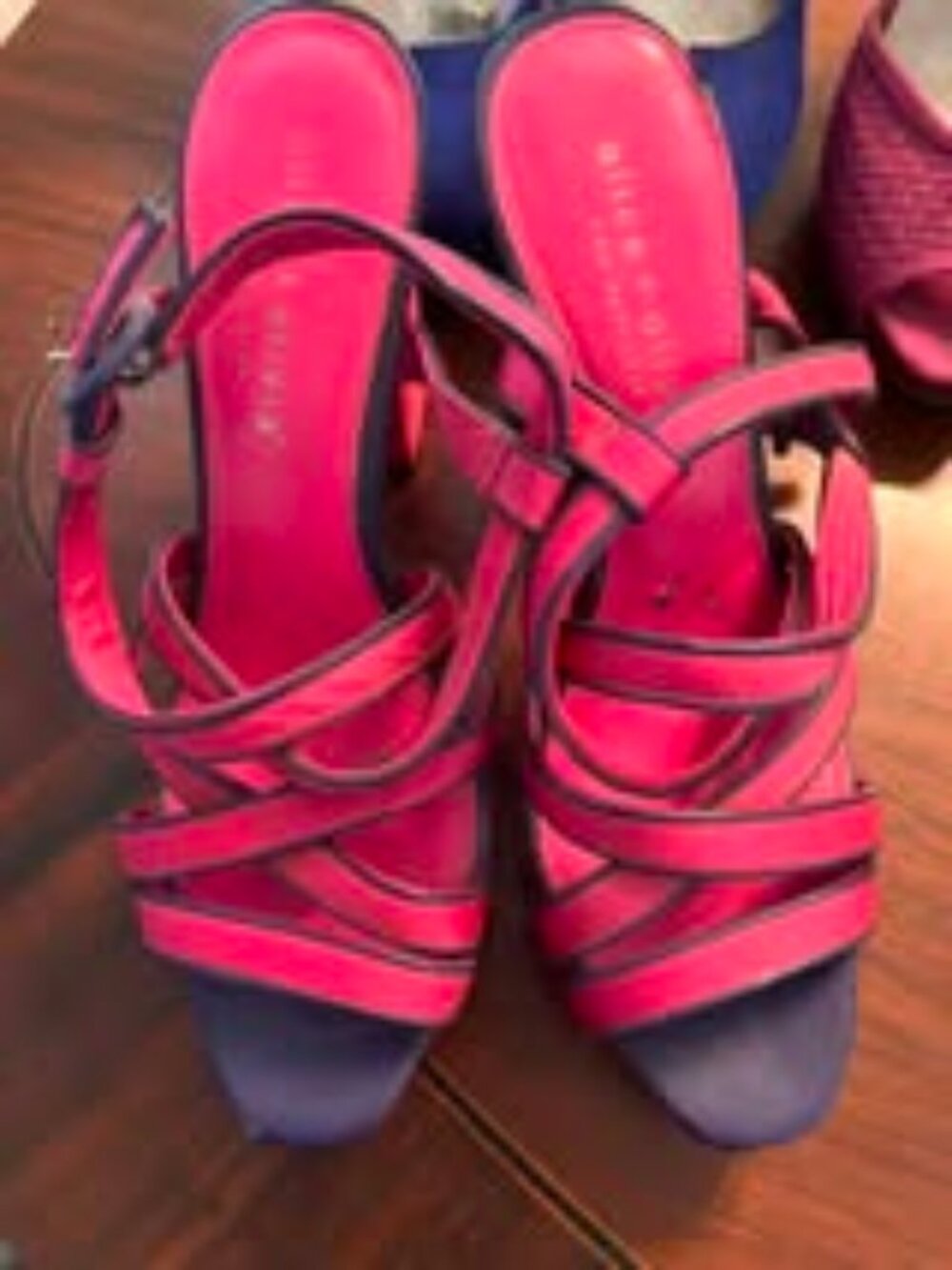 Alice and Olivia for Payless Hot Pink & Blue Strappy Platform Sandals sz 10